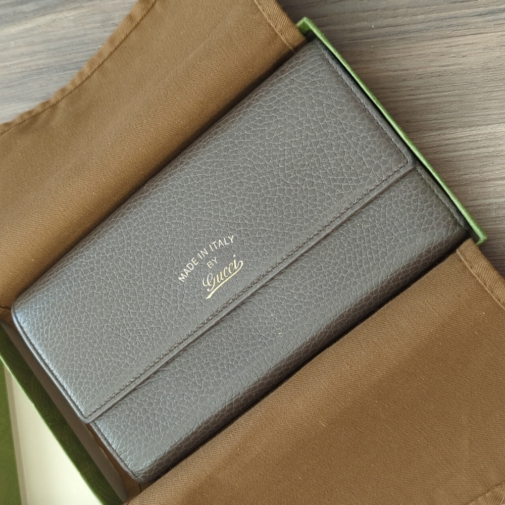 Long leather snap wallet